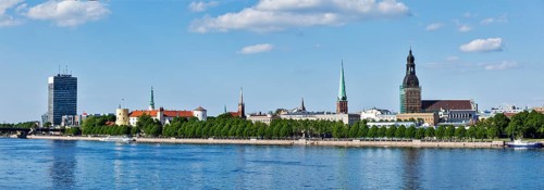 Panorama of Riga over Daugava river: Riga Castle