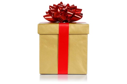 Birthday christmas gift christmas gift birthday gift box gold golden cut out isolated in Stuttgart