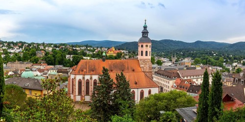 View of the city of Baden-Baden in the Black Forest with church Panorama in Baden-Baden