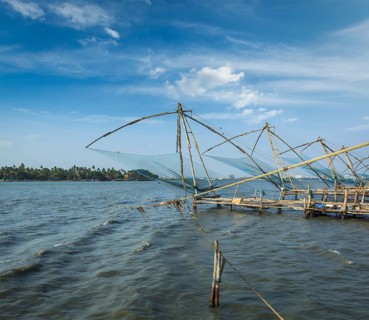 Kochi chinese fishnets on sunset. Fort Kochin