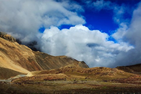Himalayan landscape in Hiamalayas near Baralacha La pass. Himachal Pradesh