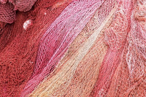 Red fishing nets