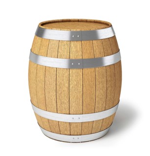 Wooden oak brandy wine beer barrel isolated on white background