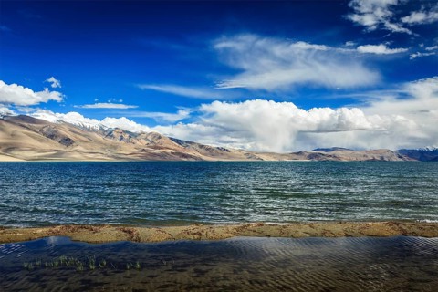 Himalayan mountain lake in Himalayas Tso Moriri