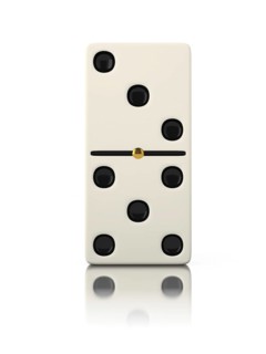 Domino game bone close up isolated on white