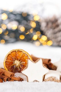 Christmas biscuits Christmas cookies biscuits cinnamon cinnamon star text free space copyspace decoration snow in Stuttgart