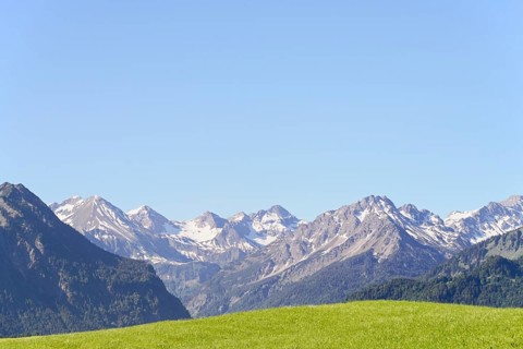 View of the mountain panorama of the Allgaeu Alps