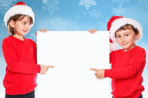 Children Christmas Father Christmas snow show look copy space Copyspace Freiraum in Stuttgart