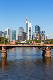 Skyline with River Main and Ignatz Bubis Bridge Travel in Frankfurt