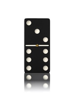 Domino game bone close up isolated on white