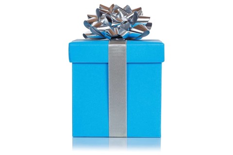 Birthday Christmas Gift Christmas present Birthday gift box blue cut out isolated in Stuttgart