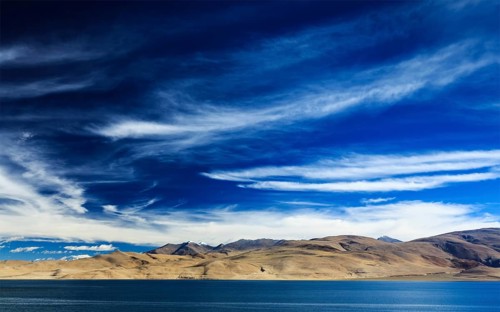 Himalayan lake Tso Moriri lake in Himalayas