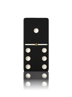 Domino game bone close up isolated on white