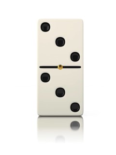 Domino game bone close up isolated on white