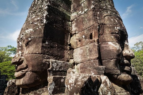 Ancient stone faces of Bayon temple