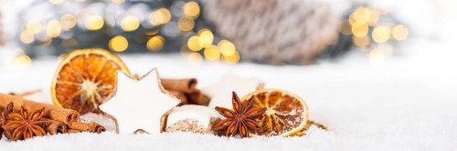 Christmas biscuits Christmas biscuits pastry cinnamon cinnamon star banner text free space copyspace decoration snow in Stuttgart