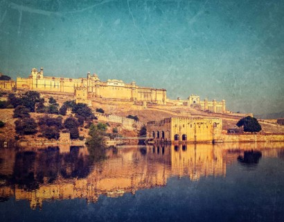 Vintage retro hipster style image of Famous Rajasthan landmark