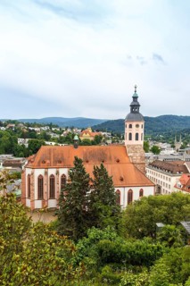 View of the town of Baden-Baden in the Black Forest with church in Baden-Baden