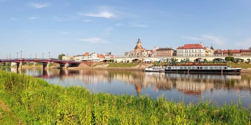 Landsberg an der Warthe town Panorama on the river in Gorzow Wielkopolski