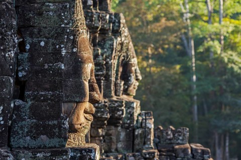 Ancient stone faces of Bayon temple