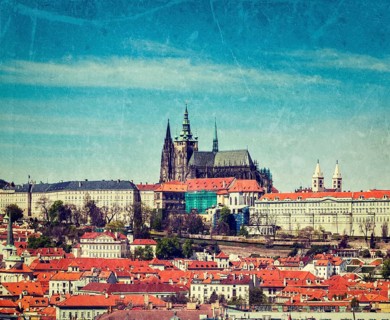 Vintage retro hipster style travel image of Hradchany: the Saint Vitus