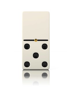 Domino game bone close up isolated on white