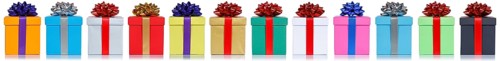 Gifts Birthday Christmas in a Row Boxes Free Plate Isolated