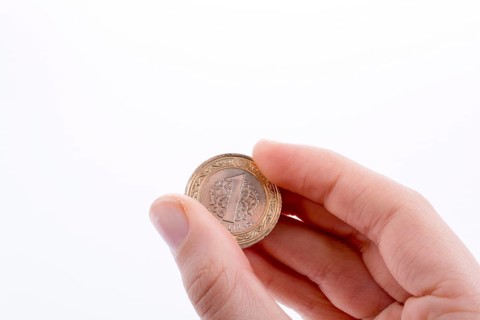 Turkish coin one Turkish Lira in hand