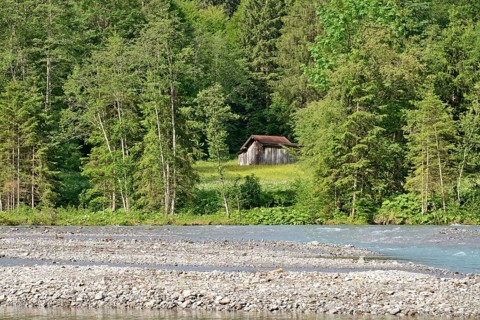 View of the Stillach river landscape