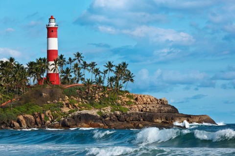 Lighthouse. and sea. Kovalam
