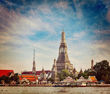 Vintage retro hipster style travel image of Buddhist temple