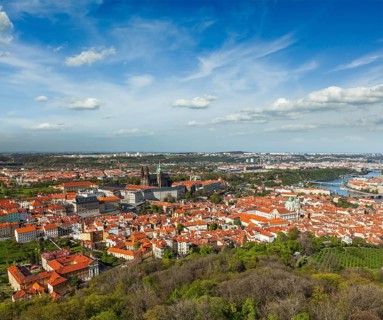 Aerial view of Hradchany part of Prague: the Saint Vitus