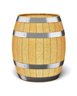 Wooden oak brandy wine beer barrel isolated on white background
