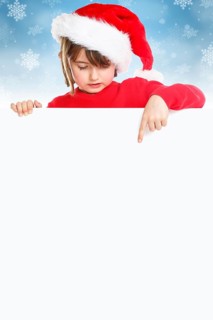 Christmas Child Girl Father Christmas Snow Show Sign copy space Copyspace Freiraum in Stuttgart