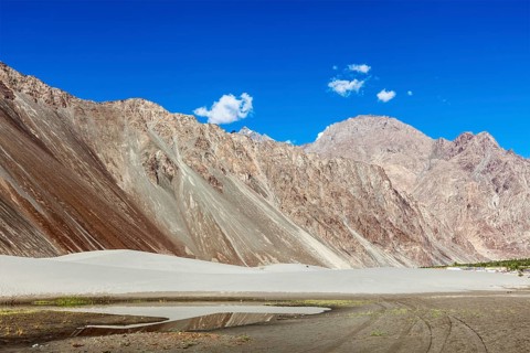Sand dunes in Himalayas. Hunder