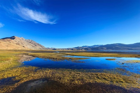 Tso Moriri lake in Himalayas