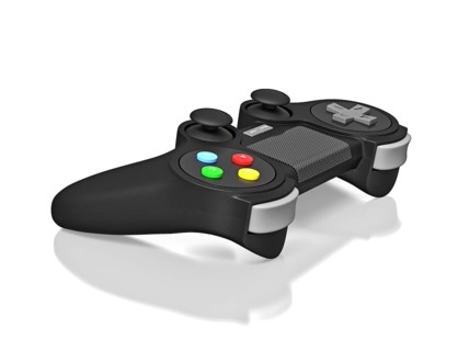 Gamepad joypad for video game console isolated on white background with reflection