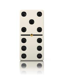 Domino game bone close up isolated on white