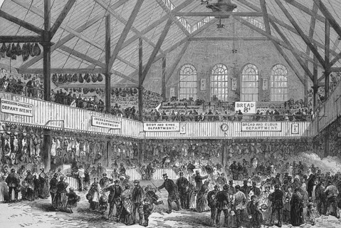 The Market Hall in the Whitechapel district of London in 1869