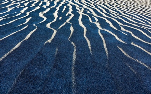 Shadow and light on Nubra Valley dunes sand close up on sunrise. Ladakh