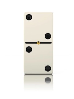 Domino game bone close up isolated on white