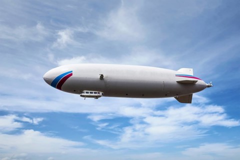 Zeppelin dirigible airship in sky