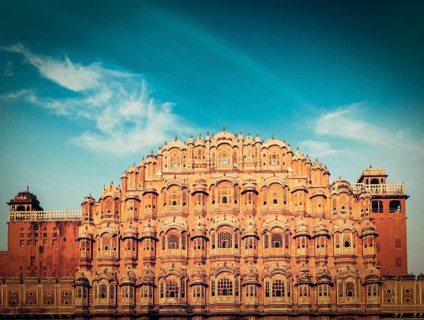 Vintage retro hipster style travel image of Famous Rajasthan landmark