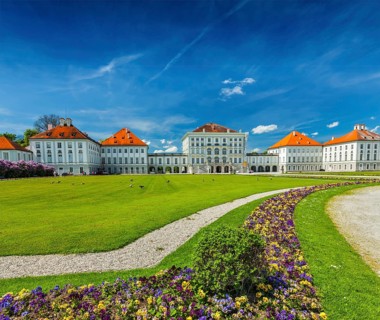 Goose in garden in front of the Nymphenburg Palace. Munich