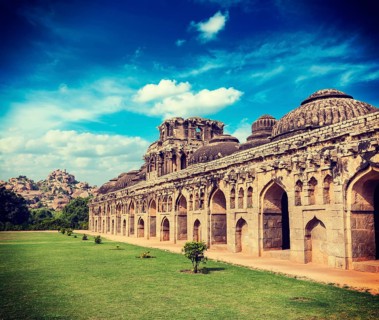 Vintage retro effect filtered hipster style travel image of Ancient ruins of Elephant Stables