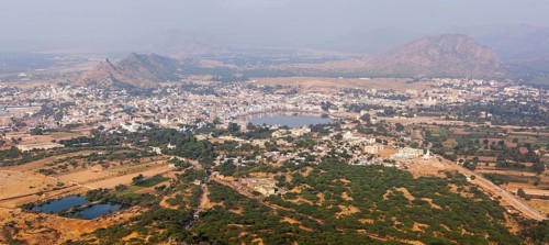 Panorama Holy city Pushkar and Puchkar Mela