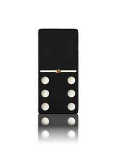 Domino game bone close up isolated on white