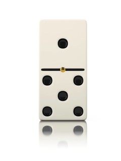 Domino game bone close up isolated on white