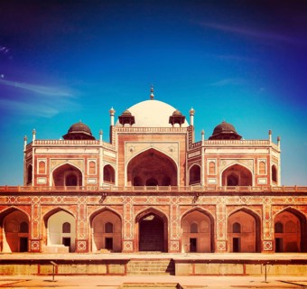 Vintage retro effect filtered hipster style travel image of Humayun's Tomb. Delhi