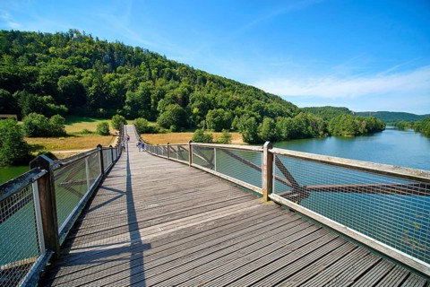 Wooden bridge near Essing over the Main-Danube Canal